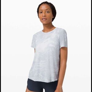 Lululemon Quick Pace Short Sleeve | Incognito Camo Alpine White Multi | Size 14